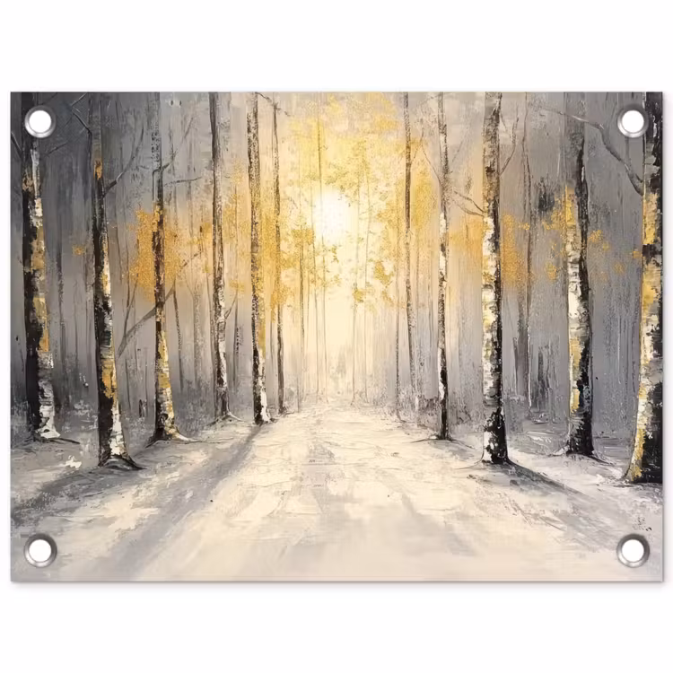 Winter - Abstract - Sneeuw - Natuur - Zon tuinposter los doek klein -3d
