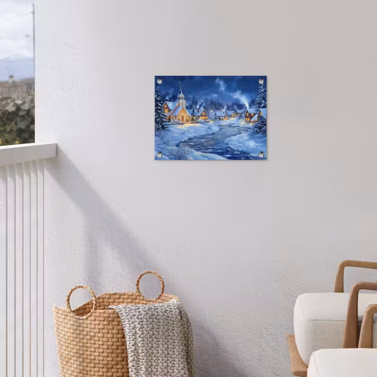 Winteravond - Kerstdorp - Donker tuinposter los doek klein -sfeer8