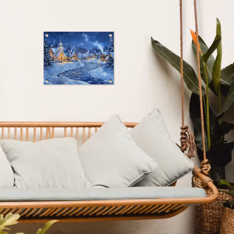 Winteravond - Kerstdorp - Donker tuinposter los doek klein -sfeer7