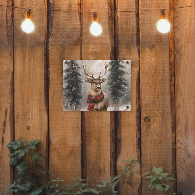 Winter - Bos - Rendier - Donker tuinposter los doek klein -sfeer1