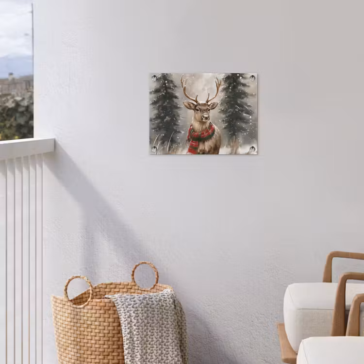 Winter - Bos - Rendier - Donker tuinposter los doek klein -sfeer8