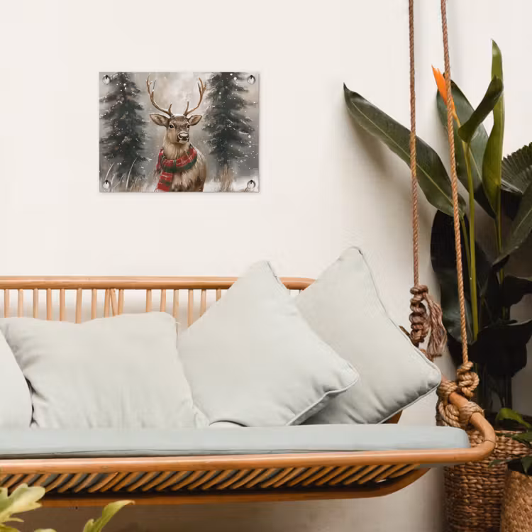 Winter - Bos - Rendier - Donker tuinposter los doek klein -sfeer7
