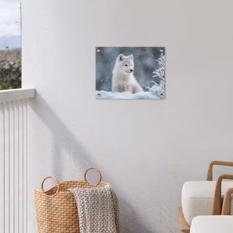 Wolf - Pup - Sneeuw tuinposter los doek klein -sfeer8