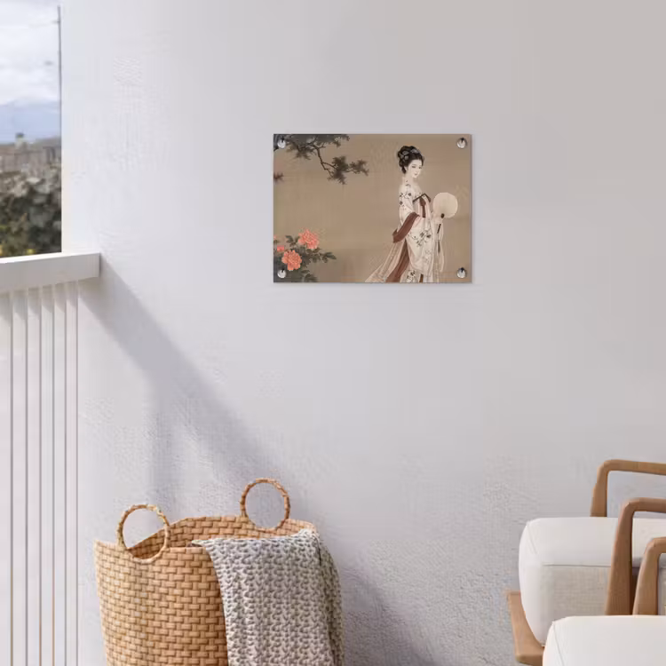 Vrouw - Azië - Kunst - Beige tuinposter los doek klein -sfeer8