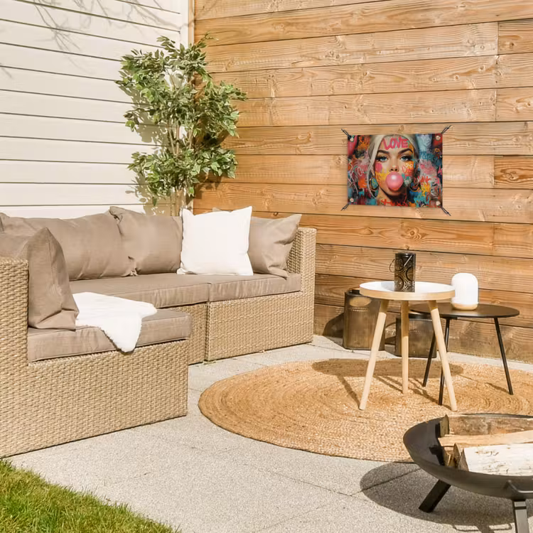 Vrouw - Kauwgom - Graffiti - Love tuinposter los doek klein -sfeer4