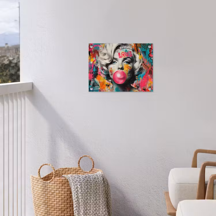 Vrouw - Kauwgom - Graffiti - Neonkleuren tuinposter los doek klein -sfeer8