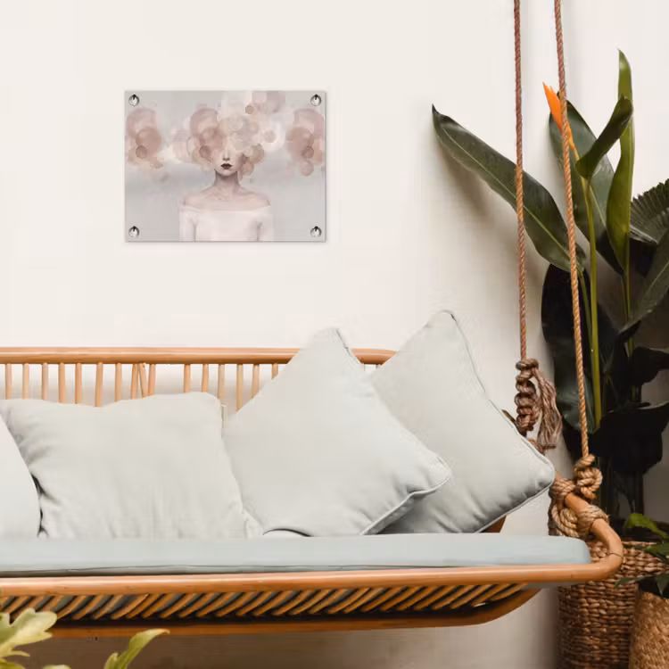 Vrouw - Cirkels - Beige tuinposter los doek klein -sfeer7