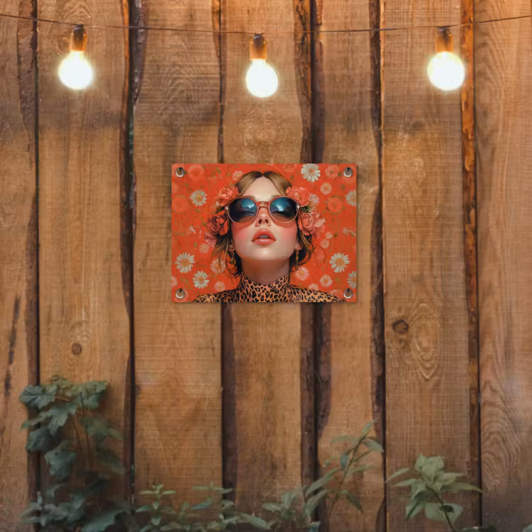 Vrouw - Kleurrijk - Dierenprint - Bloemen tuinposter los doek klein -sfeer1