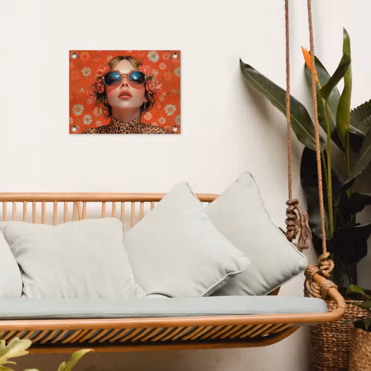 Vrouw - Kleurrijk - Dierenprint - Bloemen tuinposter los doek klein -sfeer7