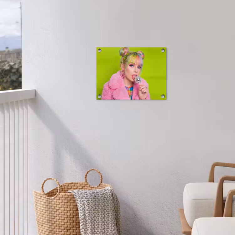 Vrouw - Kleurrijk haar - Pop art - Modern - Levendig tuinposter los doek klein -sfeer8