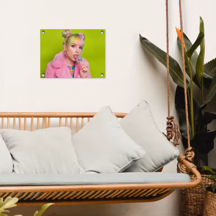 Vrouw - Kleurrijk haar - Pop art - Modern - Levendig tuinposter los doek klein -sfeer7