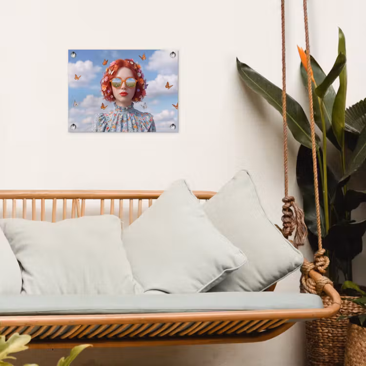 Vrouw - Bloemen - Zomer - Portret - Kleurrijk tuinposter los doek klein -sfeer7