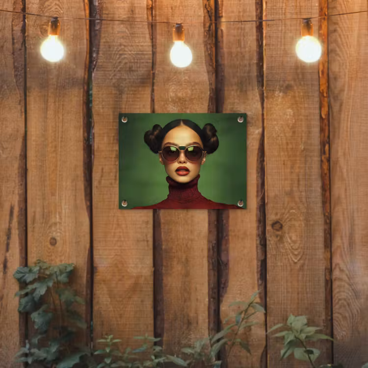 Vrouw - Groen - Bril - Aesthetic - Modern tuinposter los doek klein -sfeer1