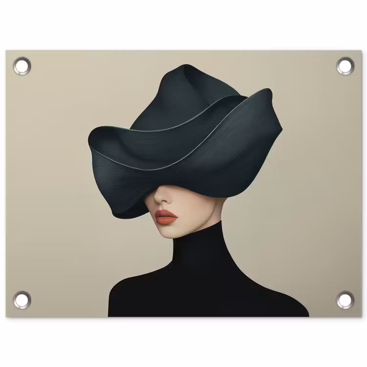 Vrouw - Groen - Hoed tuinposter los doek klein -3d