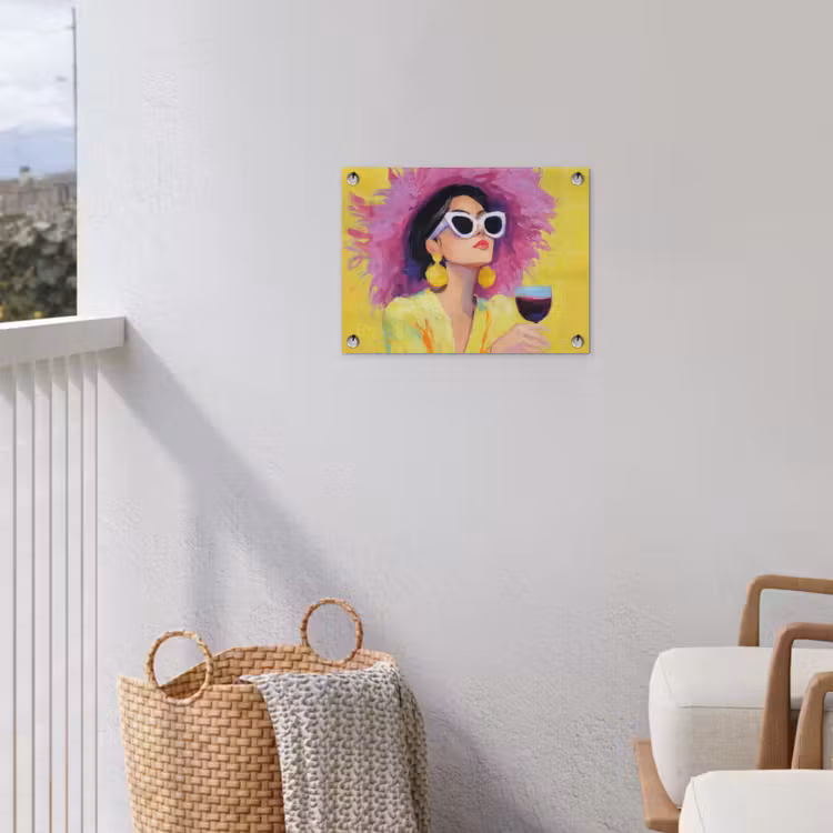 Vrouw - Hoed - Paars - Wijn tuinposter los doek klein -sfeer8