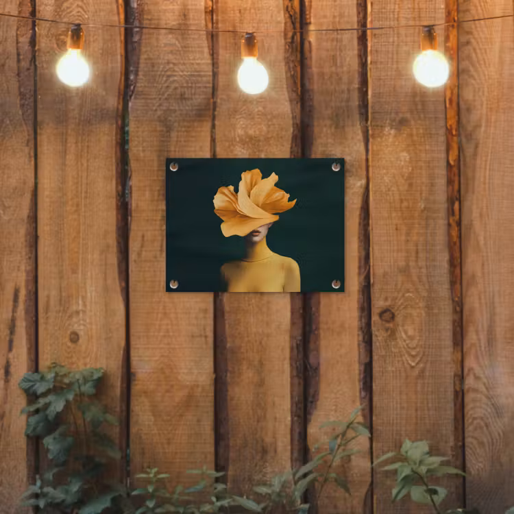 Vrouw - Hoed - Geel tuinposter los doek klein -sfeer1