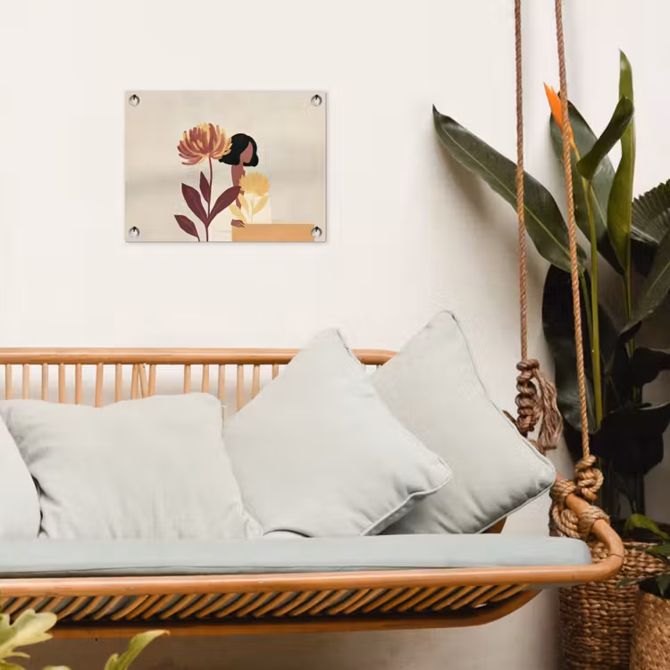 Vrouw - Minimalistisch - Bloem tuinposter los doek klein -sfeer7
