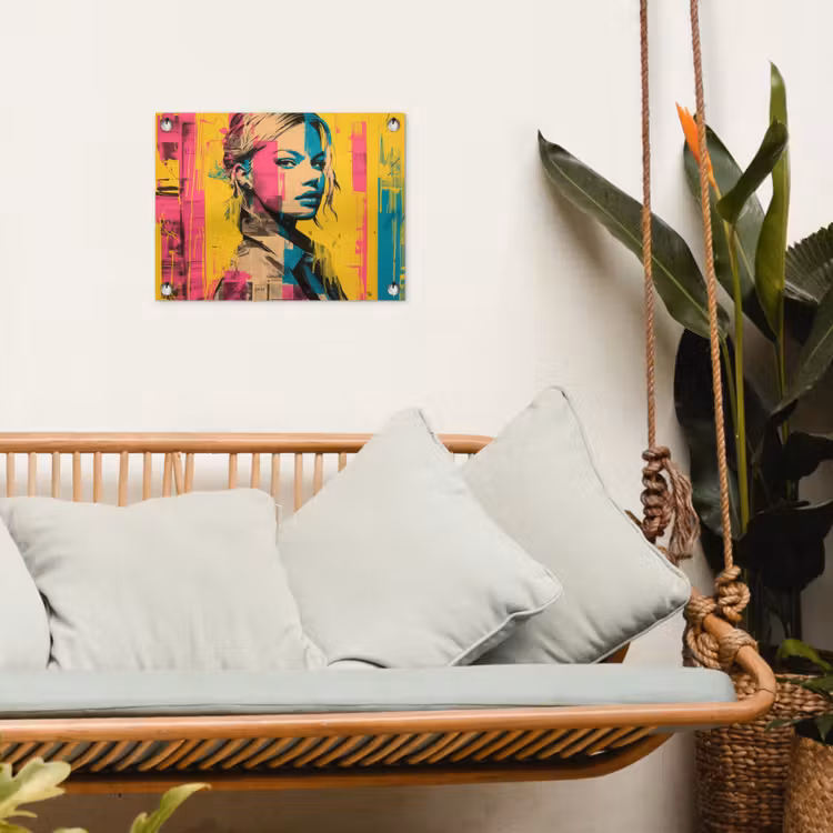 Vrouw - Verfstrepen - Gekleurd tuinposter los doek klein -sfeer7
