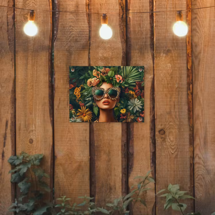 Vrouw - Panterprint - Jungle - Natuur - Luxe tuinposter los doek klein -sfeer1