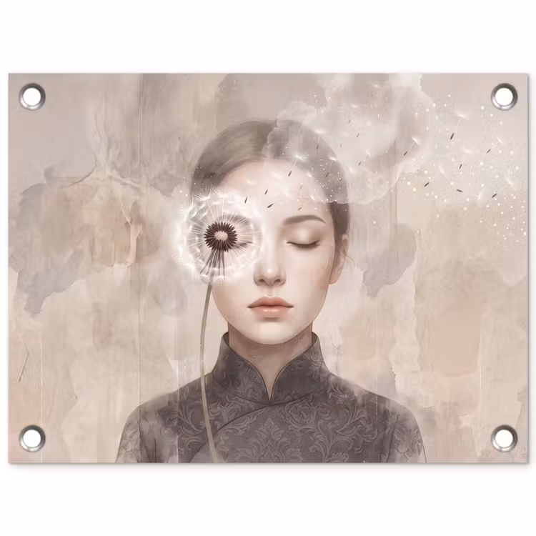 Vrouw - Sereen - Grijs tuinposter los doek klein -3d