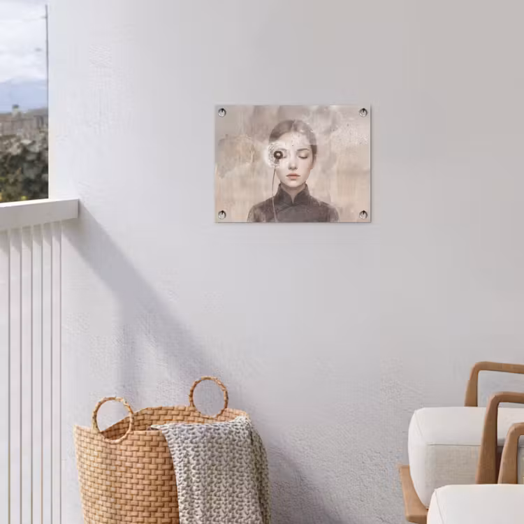 Vrouw - Sereen - Grijs tuinposter los doek klein -sfeer8