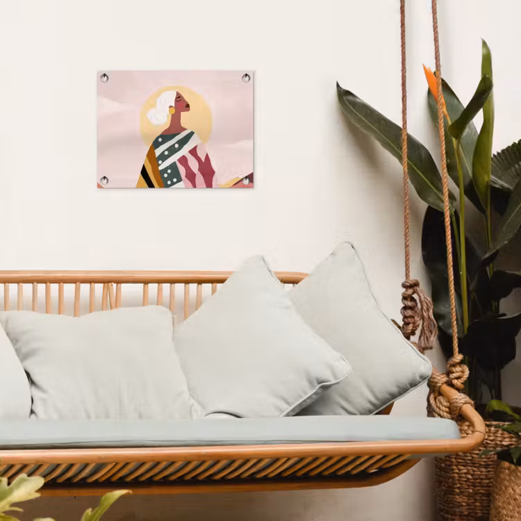 Vrouw - Zon - Kleurrijk tuinposter los doek klein -sfeer7