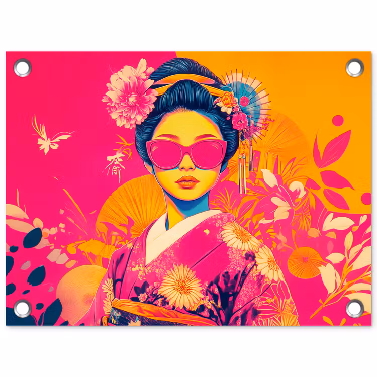 Vrouw - Zonnebril - Abstract - Oranje tuinposter los doek klein -3d