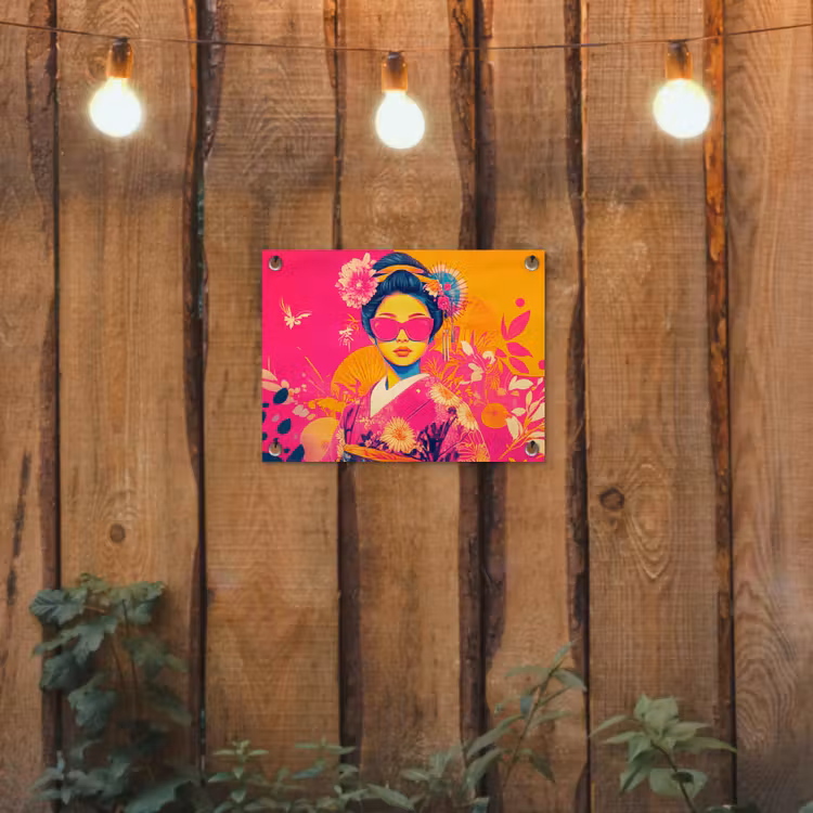 Vrouw - Zonnebril - Abstract - Oranje tuinposter los doek klein -sfeer1