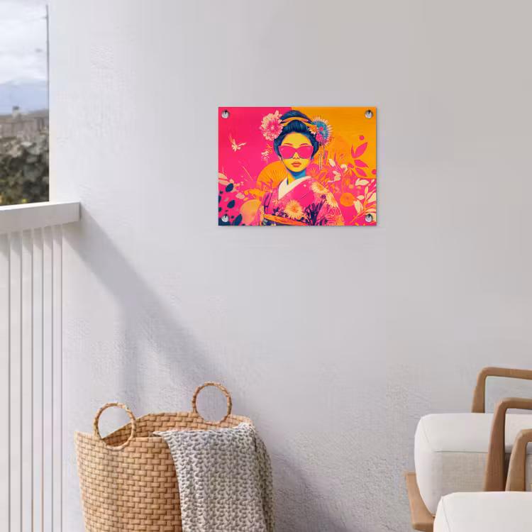 Vrouw - Zonnebril - Abstract - Oranje tuinposter los doek klein -sfeer8