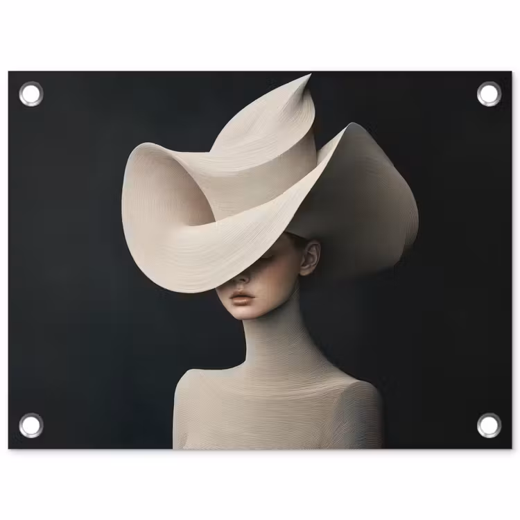 Vrouw - Golvende - Hoed tuinposter los doek klein -3d