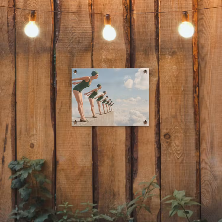Garden Poster - Women - Diving Pose - Clouds - Vrouwen - Duikhouding - Wolken tuinposter los doek klein