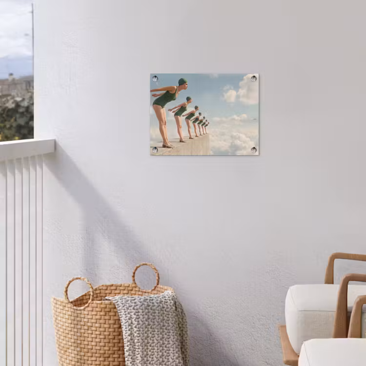 Garden Poster - Women - Diving Pose - Clouds - Vrouwen - Duikhouding - Wolken tuinposter los doek klein