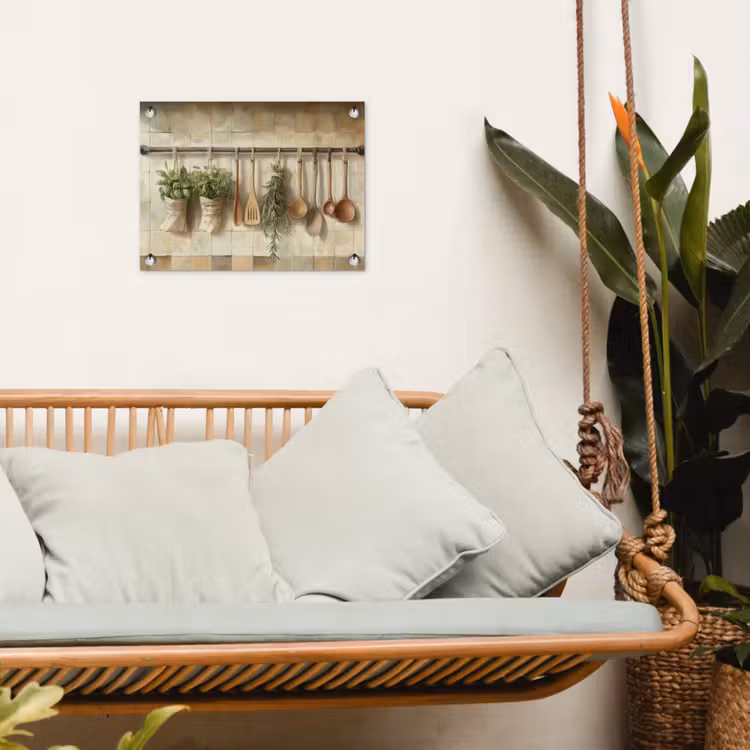 Hout - Keukengerei - Stilleven - Tegels tuinposter los doek klein -sfeer7