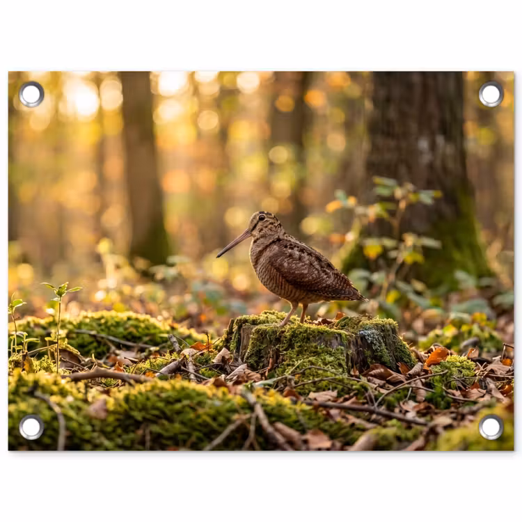 Houtsnip - Bos - Bladeren - Herfst - Gecamoufleerd tuinposter los doek klein -3d