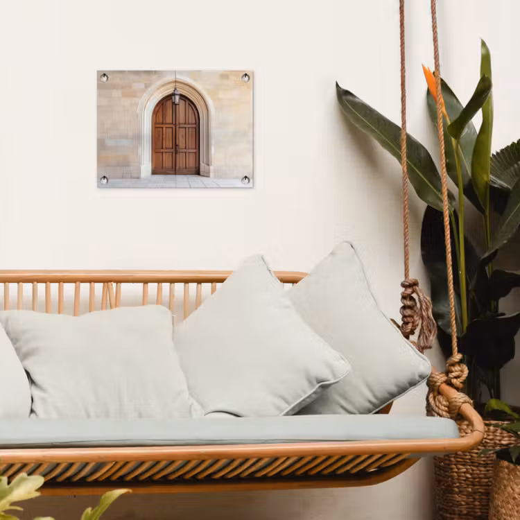 Houten - Deur - Lantaarn tuinposter los doek klein -sfeer7