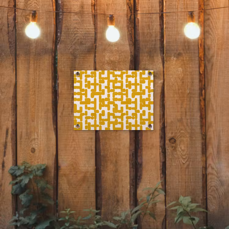 Geel - Beige - Patroon tuinposter los doek klein 239 -sfeer1