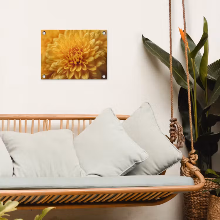 Geel - Chrysant - Zachtheid tuinposter los doek klein -sfeer7
