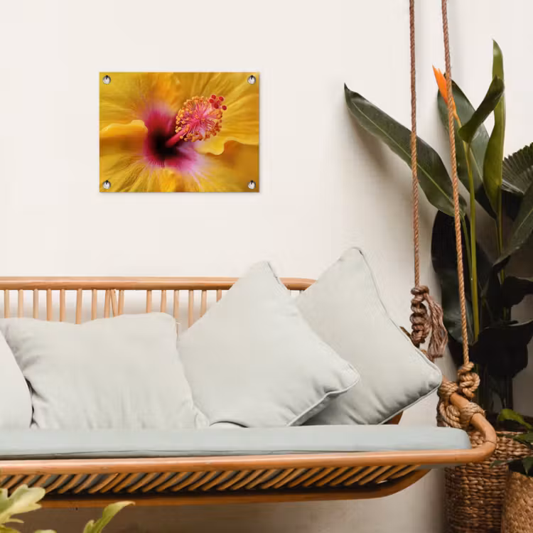 Geel - Hibiscus - Tropisch tuinposter los doek klein -sfeer7