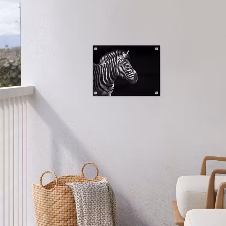 Zebra - Zwart - Wit - Portret - Dieren tuinposter los doek klein -sfeer8