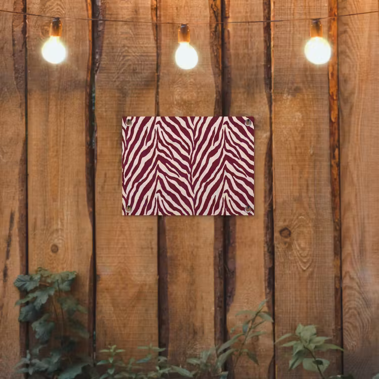 Zebra - Motief - Bordeaux - Rood tuinposter los doek klein 239 -sfeer1