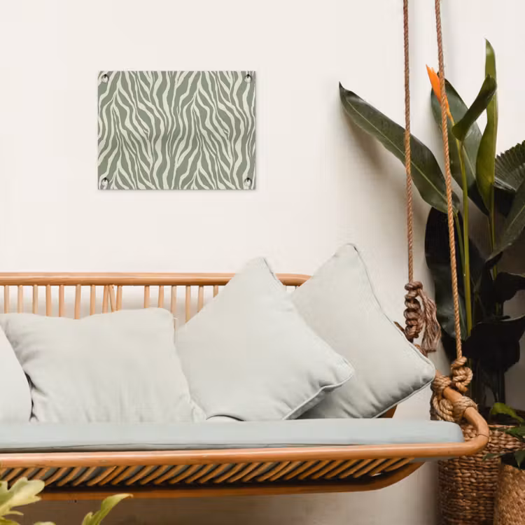 Zebra - Motief - Groen tuinposter los doek klein 239 -sfeer7