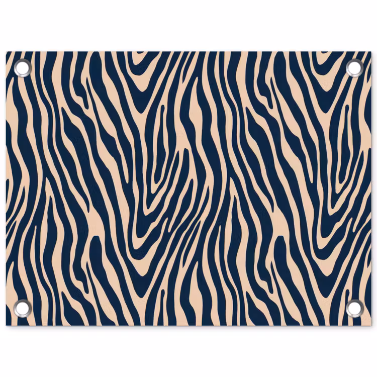 Zebra - Patroon - Blauw - Beige tuinposter los doek klein 239 -3d