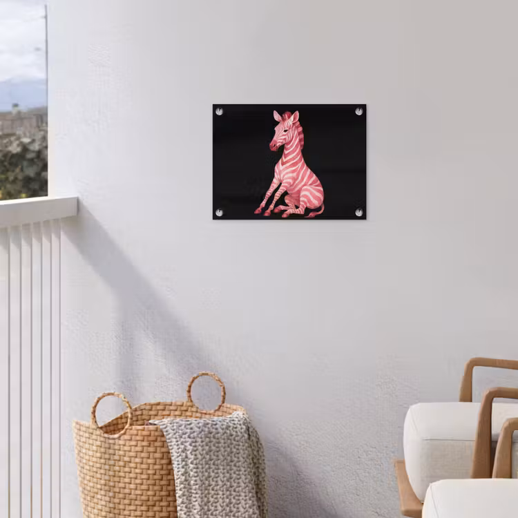 Zebra - Roze - Gestreept tuinposter los doek klein -sfeer8