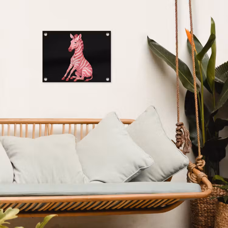 Zebra - Roze - Gestreept tuinposter los doek klein -sfeer7