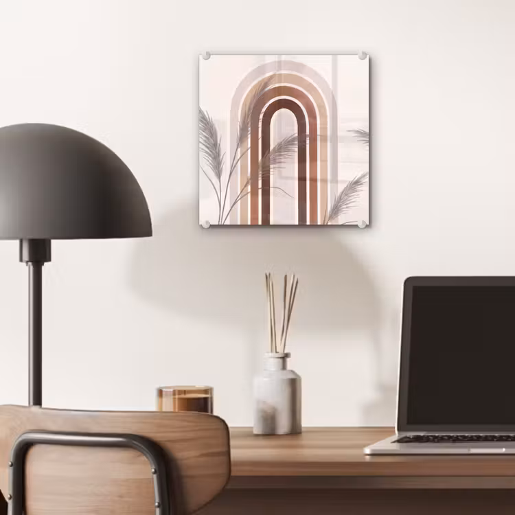 Abstract - Bogen - Plant - Boho - Beige plexiglas 5mm klein -sfeer6