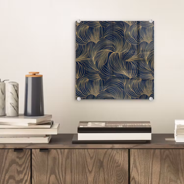 Abstract - Lijnen - Blauw - Goud plexiglas 5mm klein 11 -sfeer1