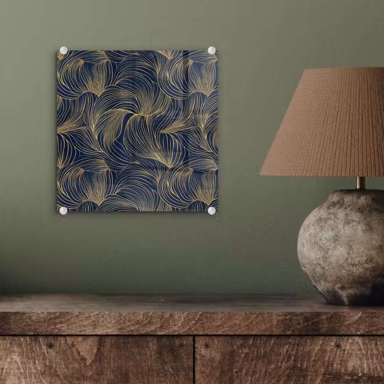 Abstract - Lijnen - Blauw - Goud plexiglas 5mm klein 11 -sfeer3