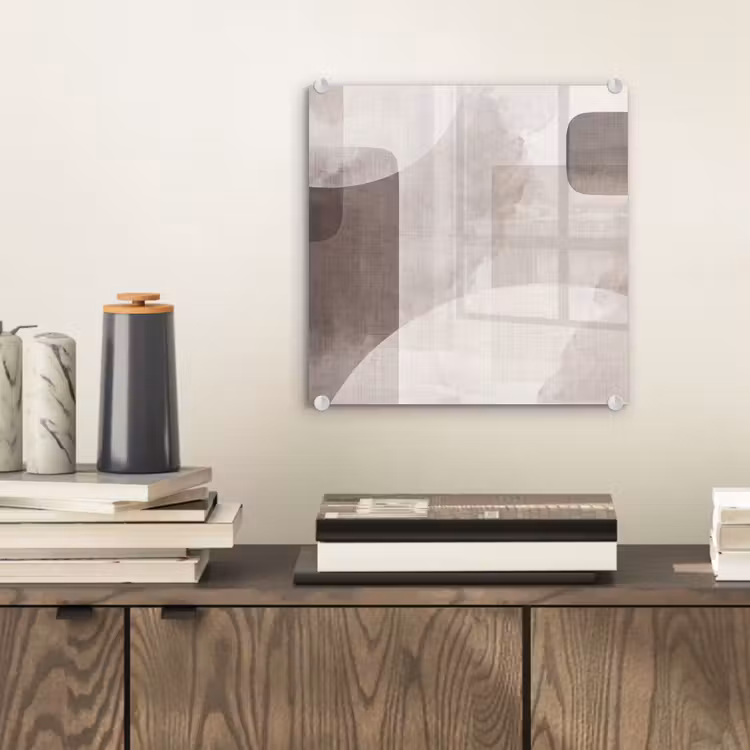 Glass Print - Abstract Shapes - Beige - Abstracte vormen - Beige plexiglas 5mm klein