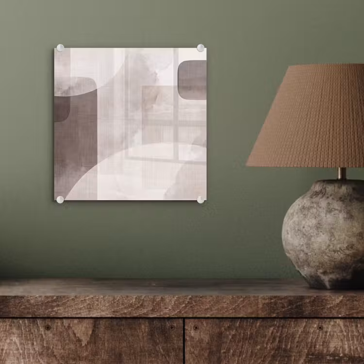 Glass Print - Abstract Shapes - Beige - Abstracte vormen - Beige plexiglas 5mm klein