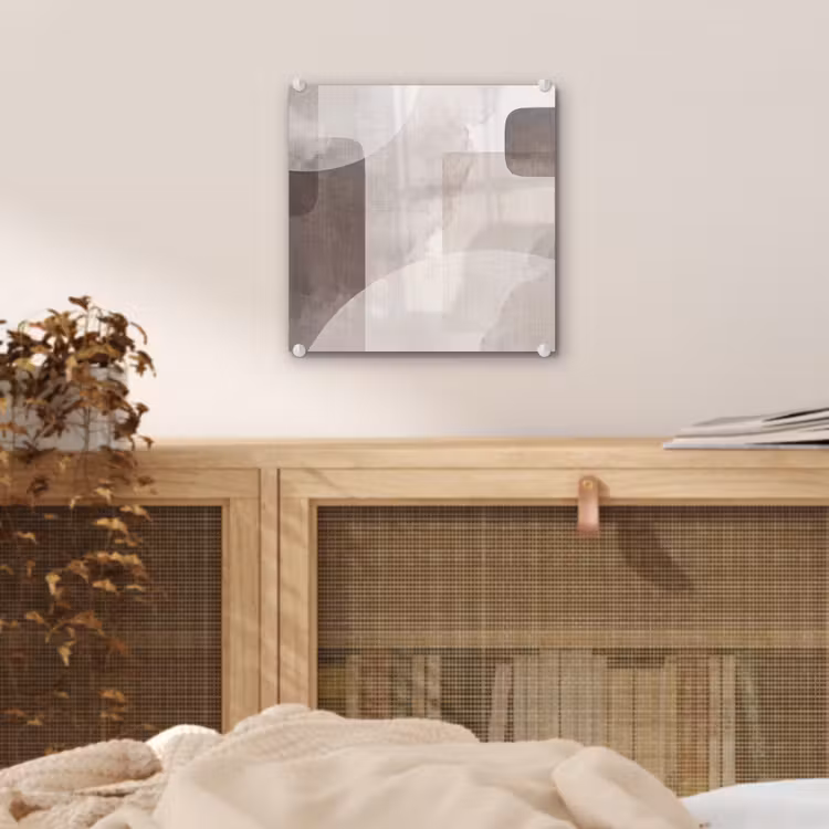 Glass Print - Abstract Shapes - Beige - Abstracte vormen - Beige plexiglas 5mm klein